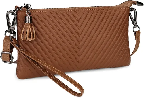 Miniatura 2 de Uromee Cartera de mano para mujer, de piel auténtica, con cadena de hombro desmontable