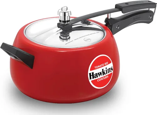 Hawkins Olla a presión Contura de 5 litros, cocina de tapa interior Handi con revestimiento de cerámica, rojo tomate (CTR50)