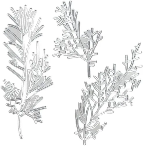 Miniatura 8 de Troqueles de Navidad para hacer tarjetas de álbumes de recortes, troqueles de corte de metal con aguja de pino, hojas de árbol de Navidad, troqueles
