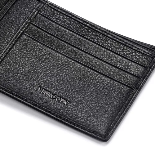 Miniatura 5 de HISCOW Billeteras plegables de cuero de grano completo para hombres, billetera minimalista delgada para hombre, regalos para papá, cumpleaños, día