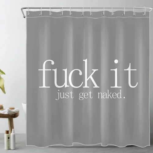 Miniatura 11 de LB Fuck It Get Naked - Cortina de ducha pequeña de 48 x 68 pulgadas, forro de cortina de ducha en blanco y negro, cortina de ducha estrecha