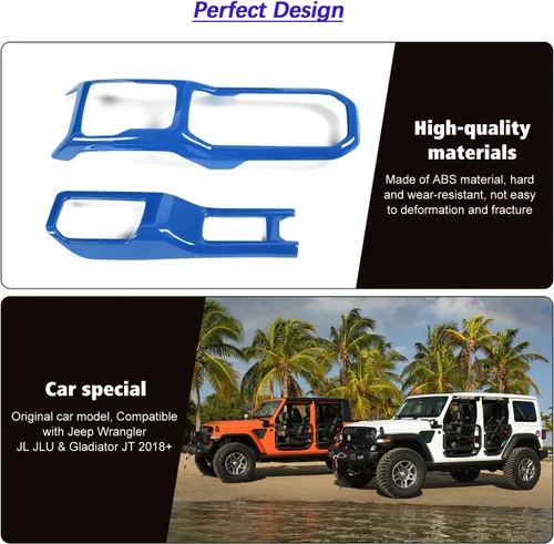 Miniatura 5 de Consola Central 4WD Panel de Cambio de Marchas y Portavasos para 2018-2024+ Jeep Wrangler JL JLU Gladiator JT (Azul)