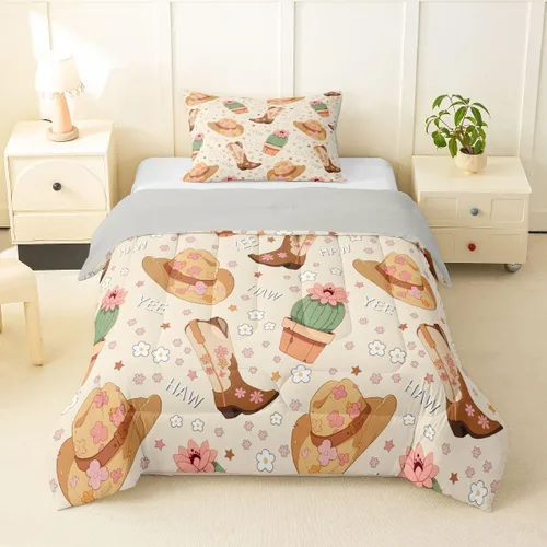 Miniatura 18 de Erosebridal Western Cowgirl Twin Bedding Set Western Cowboy Comforter Set for Kids Girls Horseshoe Boots Southwestern Comforter Wild West Cactus