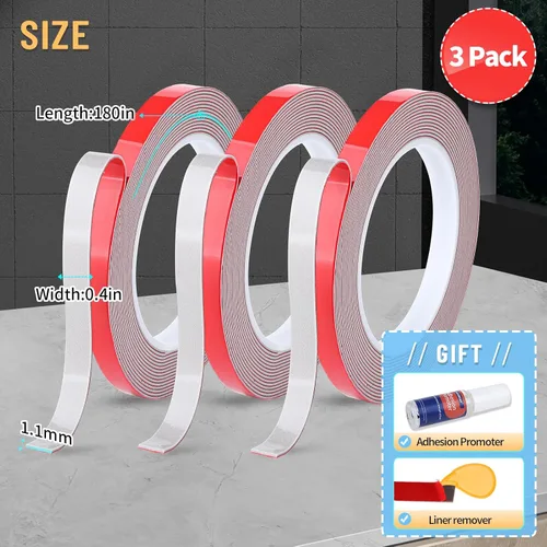 Miniatura 2 de PHIXBEAR Paquete de 3 Súper Fuerte Adhesión - Cinta de Doble Cara de Servicio Pesado, Cinta de Montaje Multipropósito Impermeable
