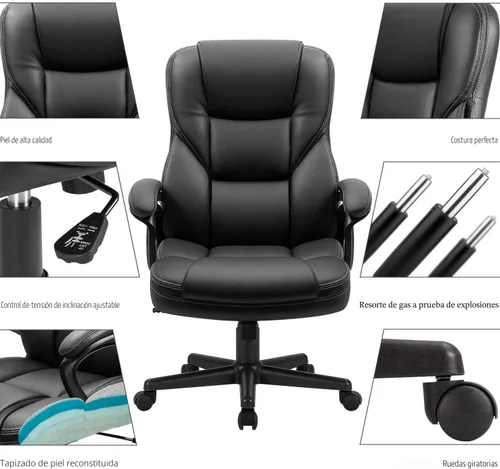 Miniatura 6 de Furmax Silla ejecutiva de oficina con respaldo alto, ajustable, silla de escritorio para el hogar, silla giratoria de piel sintética con soporte