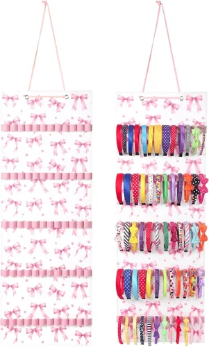 Miniatura 9 de Tudomro Soporte Colgante para Diademas para Niñas Organizador de Accesorios de Cabello de Felpa con 60 Bandas Elásticas Soporte para Lazos
