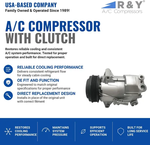 Miniatura 2 de Compresor de CA RYC y embrague de A/C AEG273 (se adapta a Buick Verano 2.0L, 2.4L 2012, 2013, 2014, 2015, 2016, 2017)