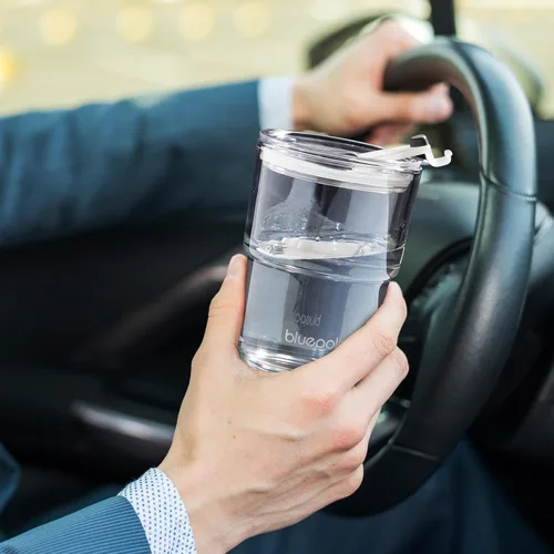 Miniatura 3 de BLUEPOLAR - Vaso de agua de vidrio de 13 oz/400 ml con popote y tapa sellada para llevar, vaso de café helado de pared gruesa, vaso de vidrio