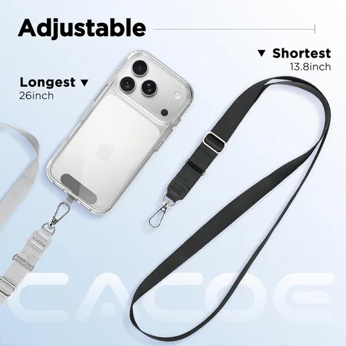 Miniatura 4 de CACOE Paquete de 2 cordones para teléfono, 2 correas ajustables para el cuello, 2 parches, cordones universales multifuncionales compatibles