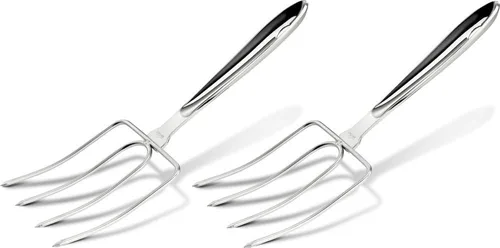 All-Clad Especialidad de acero inoxidable utensilios de cocina 2 piezas, tenedores de pavo, herramientas de cocina, utensilios de cocina de plata