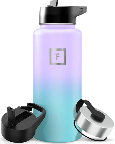 Miniatura 88 de IRON °FLASK Frasco de hidratación para acampar y senderismo con pajilla, botella de agua deportiva de acero inoxidable con aislamiento de boca