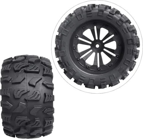 Miniatura 5 de Neumáticos y ruedas de 2.8 pulgadas, hexagonales de 0.472 in prepegados 1/10 Monster Truck Juego de neumáticos para Traxxas Rustler Stampede Redcat