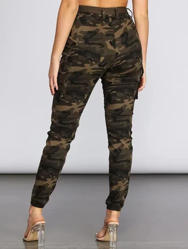 Miniatura 7 de Pantalones de senderismo tipo cargo para mujer, pantalones de camuflaje ajustados, casuales, para exteriores, pantalones deportivos con bolsillos
