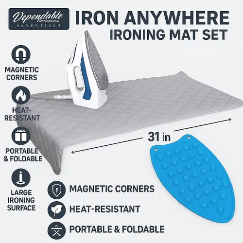 Miniatura 2 de Iron Anywhere - Tapete de planchado magnético acolchado con soporte de silicona resistente al calor, viajes y hogar, 18 x 31 pulgadas Verde