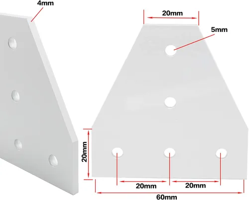 Miniatura 4 de 10 piezas 2020 placa de unión de placa de unión de aluminio en forma de T, conector de extrusión de aluminio de 5 agujeros con 50 tuercas en T, 50