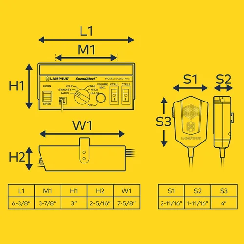 Miniatura 8 de SoundAlert Kit de sistema PA de sirena policial 12V 100W [altavoz delgado de 118-124dB] [2 x 16A interruptor auxiliar] [sirena de aire manos libres]