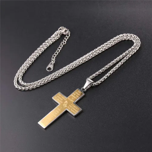 Miniatura 3 de U7 Simple Cross Necklace for Men Women, Stainless Steel Silver Black Gold Latin Cross Pendant Necklaces, Custom Engravable, Length 22-24 Inches