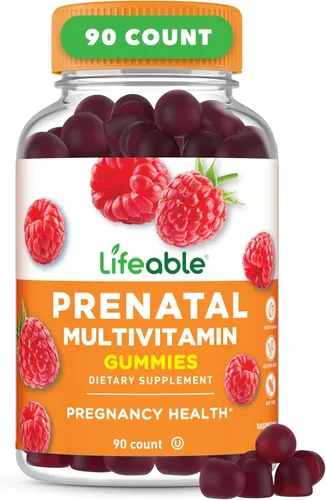 Lifeable Gomitas multivitamínicas prenatales para mujer, hierro, colina y ácido fólico, vitaminas prenatales para apoyo al embarazo, vegetarianas,