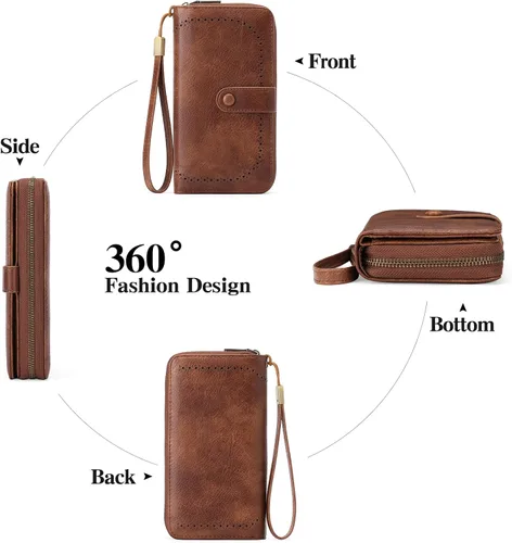 Miniatura 4 de GAEKEAO Leather Credit Card Holder Wallet for Women RFID Blocking Large Capacity Bifold Zipper Card Case Organizer with Wristlet 45 Slots