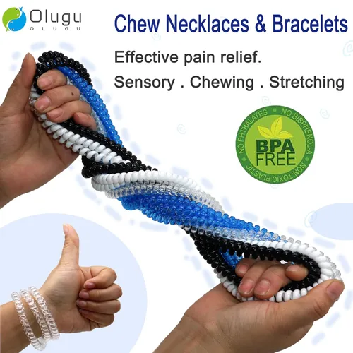 Miniatura 3 de Collares masticables para niños sensoriales, paquete de collar masticable para niños, niñas y adultos con autismo, TDAH, SPD, juguetes sensoriales