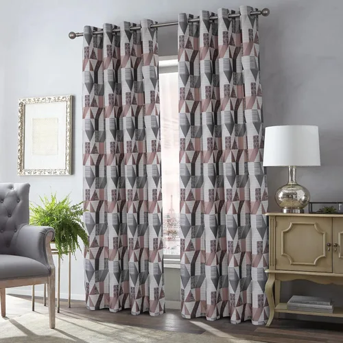 Miniatura 2 de always4u Cortinas geométricas de jacquard con textura de lino sintético, 2 paneles de 84 pulgadas para sala de estar, dormitorio, 54 x 84 pulgadas