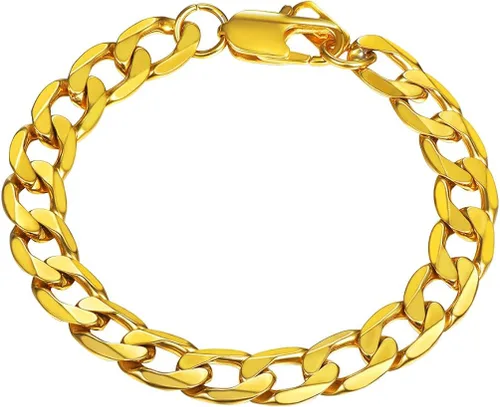 PROSTEEL - Cadena, brazalete cubano de acero inoxidable unisex, negro, chapado en oro de 18 quilates, sin níquel, joyería hipoalergénica, 4-13 mm,