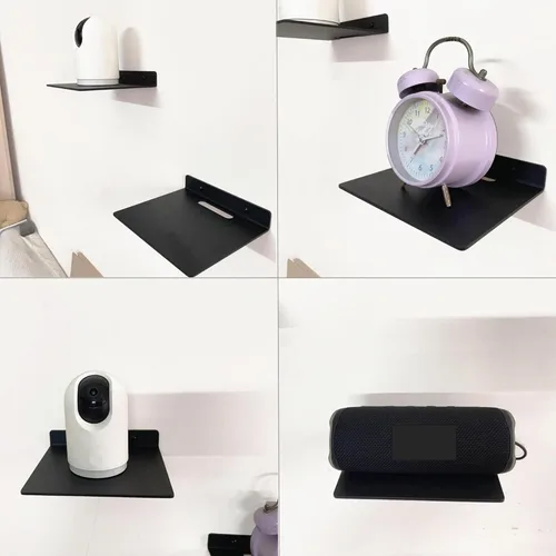 Miniatura 4 de Pequeño estante flotante – 0.118 in de grosor, 6.5 pulgadas, estante de pared de metal, estantes flotantes de metal para eco, cámaras, altavoz
