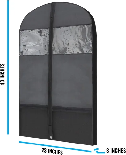 Miniatura 3 de Plixio Bolsas de ropa negras de 43 pulgadas para viajes o almacenamiento de ropa colgante, bolsas de traje, fundas para hombres y mujeres, vestidos