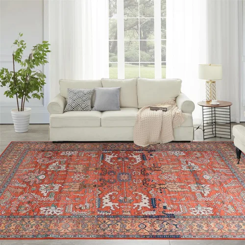 Miniatura 59 de Syalife 6x9 Alfombra Lavable para Área, Ultra Suave Antideslizante, Pila Baja, Alfombra Vintage Resistente a Manchas para Sala de Estar, Alfombra