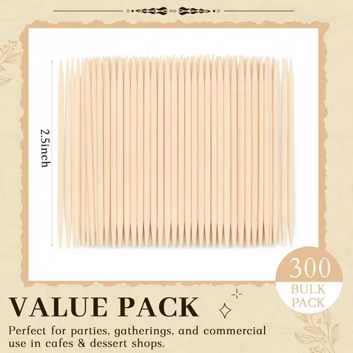 Miniatura 3 de Palillos de dientes de abedul natural para dientes, paquete de 300, palillos de madera de 2.5 pulgadas para aperitivos, frutas y barbacoas, suaves