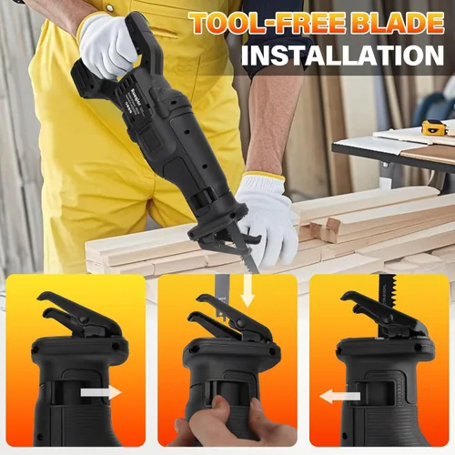 Miniatura 6 de Sierra recíproca inalámbrica compatible con batería Dewalt de 20 V, sierra recíproca de potencia, motor sin escobillas 0-4000SPM para madera, metal