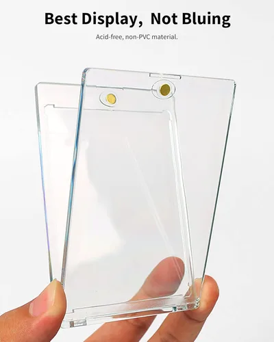 Miniatura 4 de Tarjetero magnético de 55 puntos, paquete de 5 portatarjetas One Touch para tarjetas intercambiables, color blanco transparente