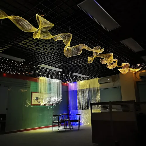 Miniatura 5 de Kits de luces LED de malla de fibra óptica Shiningme para techo y árboles de Navidad - Lámpara de luz nocturna luminosa de fibra óptica en malla