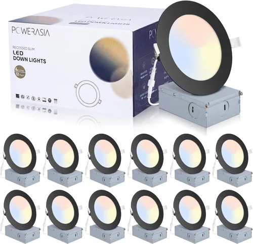 Miniatura 7 de 2 Pack de iluminación LED empotrable inteligente negra de 4 pulgadas, luces LED empotrables ultradelgadas de 4 pulgadas de 9 W, 850 lúmenes