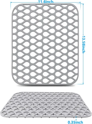 Miniatura 8 de Protectores de fregadero para fregadero de cocina, 2 alfombrillas de cocina de silicona de 13.58 x 11.6 pulgadas, protector inferior antideslizante
