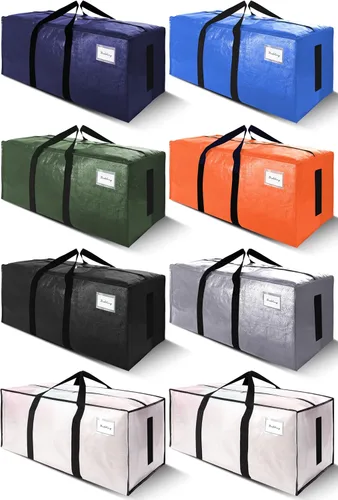 Miniatura 21 de SWEET DOLPHIN Paquete de 8 bolsas de mudanza resistentes de 200 libras con asas envolventes, bolsas de almacenamiento extra grandes para ahorrar