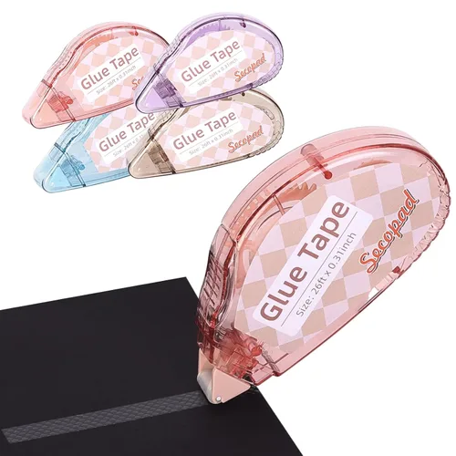 Secopad Cinta para álbum de recortes, paquete de 4 rodillos de cinta de doble cara para manualidades, dispensador de pegamento adhesivo, suministros