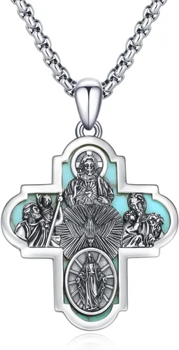 Miniatura 197 de Collar de plata de ley 925 con medalla de San Patrón, colgante de protección católica, amuleto, joyería religiosa para hombres y mujeres