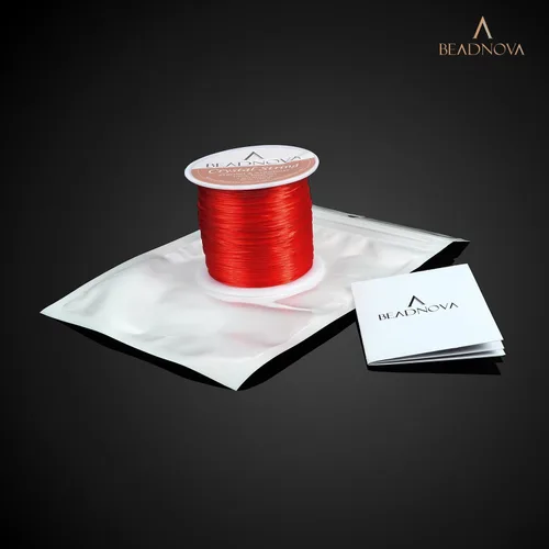 Miniatura 7 de Hilo de poliéster elástico de 0.039 pulg Beadnova cordón para joyería para hacer pulseras de perlas, rollo de 196 pies., PARTS-0018-0701 Color: rojo