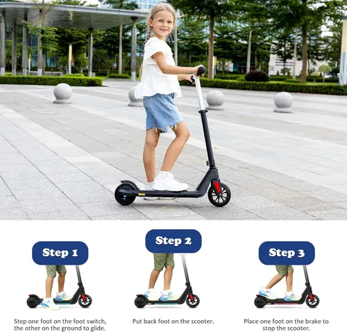 Miniatura 7 de Caroma Electric Scooter for Kids Ages 6-14, 120W Motor & 15 Mph, 85 Mins Ride Time, Adjustable Height & Speed, LED Display, Kids Electric Scooter