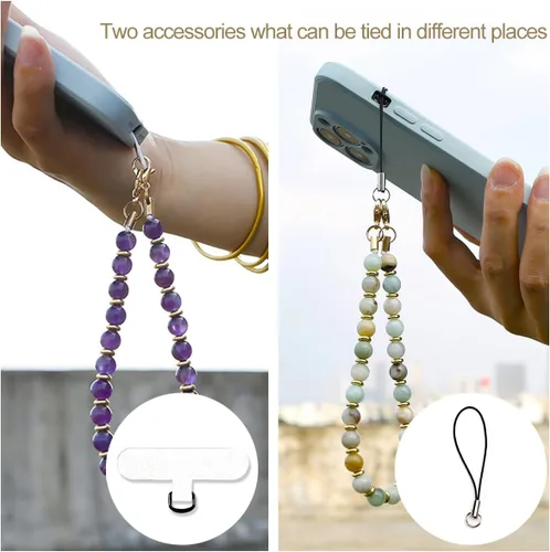 Miniatura 4 de VICHUNHO Correa de muñeca para teléfono con cuentas de mármol, cordón para celular con pestaña de sujeción, pulsera de muñeca manos libres Jaspe