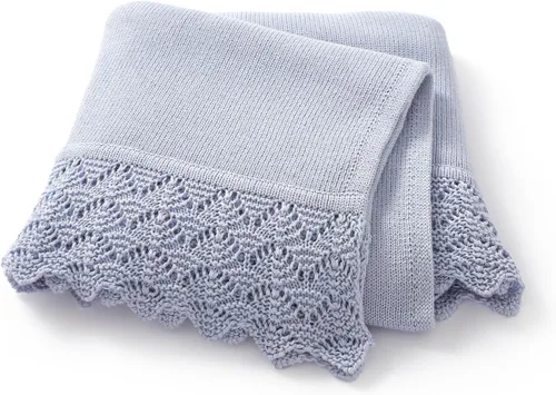 Miniatura 12 de Hadetoto Manta de bebé de 31 x 40 pulgadas, manta de punto de algodón suave para niños recién nacidos, cuna, guardería (beige)