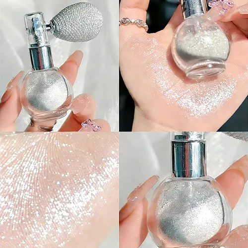 Miniatura 2 de Spray Iluminador Blanco Perla, Polvo Suelto de Brillo con Alto Brillo, Spray de Maquillaje para Cuerpo, Cara, Cabello, Laca con Purpurina de Larga