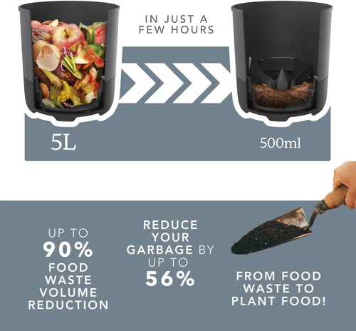 Miniatura 4 de Food Cycler Eco 5 reciclador de alimentos de cocina galardonado Alternativa a contenedor de compostaje interior Triturador eléctrico de Blanco