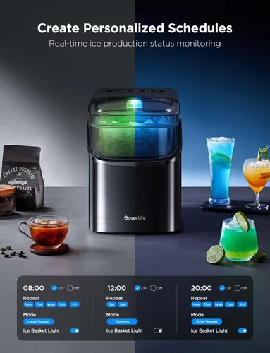 Miniatura 9 de GoveeLife - Máquina inteligente para hacer hielo de encimera, máquina portátil para hacer hielo con control de voz, 9 cubos de hielo en 6 minutos, 3