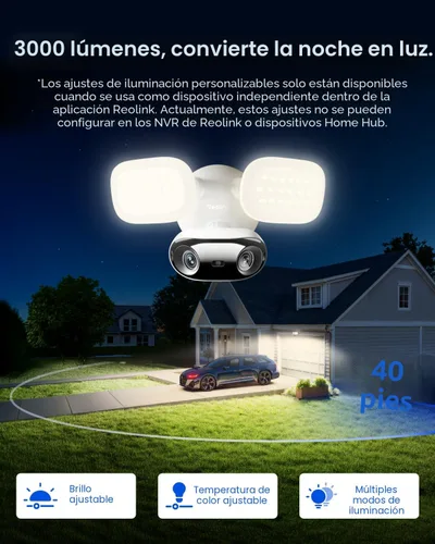 Miniatura 3 de REOLINK Elite Floodlight WiFi, 4K 8MP 180° cámara panorámica con cable reflector, 3000 lúmenes ajustables, búsqueda de video AI local, Wi-Fi 6