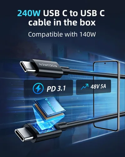 Miniatura 5 de Cargador de coche de 165 W para portátiles, PD3.1 140W/PD3.0 100 W USB C cargador de coche, cargador USB de carga súper rápida con cable de 240 W