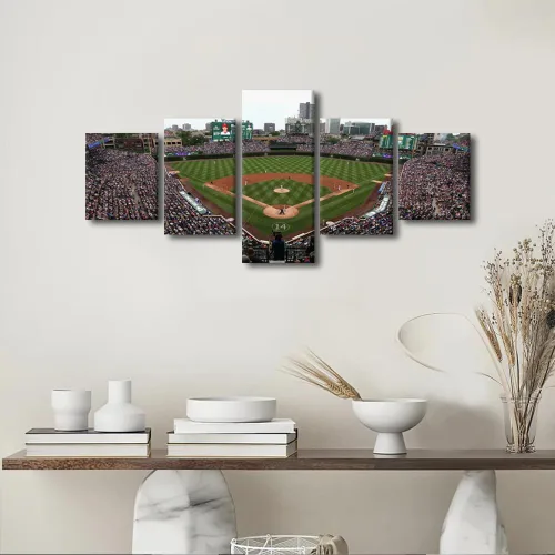 Miniatura 3 de Arte para pared, lienzo para estadio deportivo, arte para pared, diseño de campo de Wrigley en Chicago, pinturas de Chicago, impresiones sobre