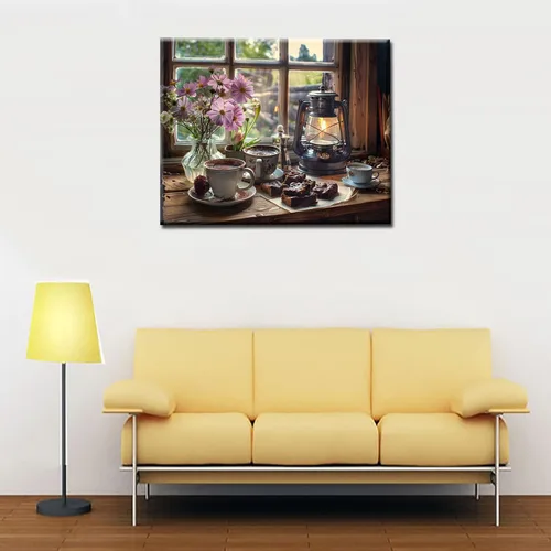 Miniatura 3 de Kits de pintura por números para adultos principiantes, pintura al óleo sobre lienzo de 16 x 20 pulgadas, lámpara de flores y óleo, pigmento 4-Art-06