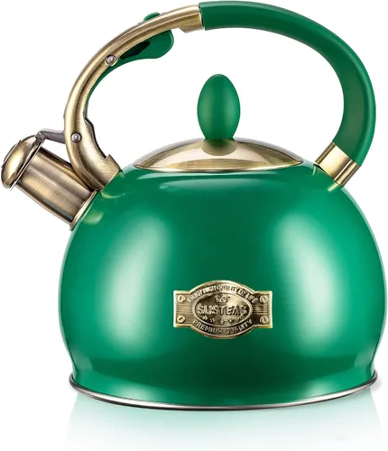 Miniatura 13 de SUSTEAS Tetera Silbante para Estufa - Tetera de Té de Acero Inoxidable Grado Alimenticio con Mango Ergonómico de Toque Frío, Con 1 Guante de Negro